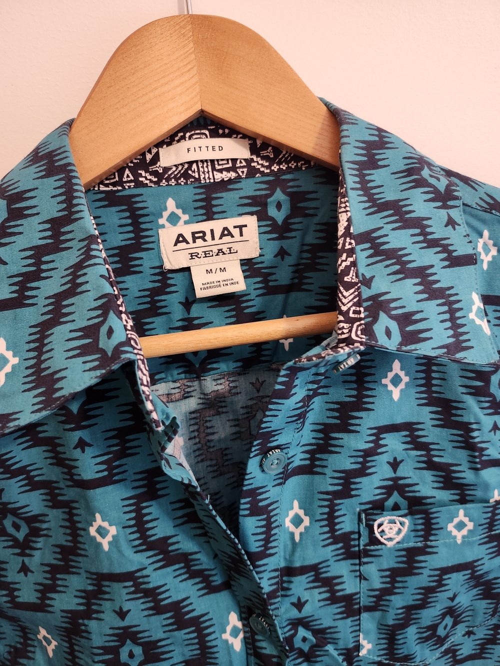 Ariat Men's Teal Patterned Fitted Shirt